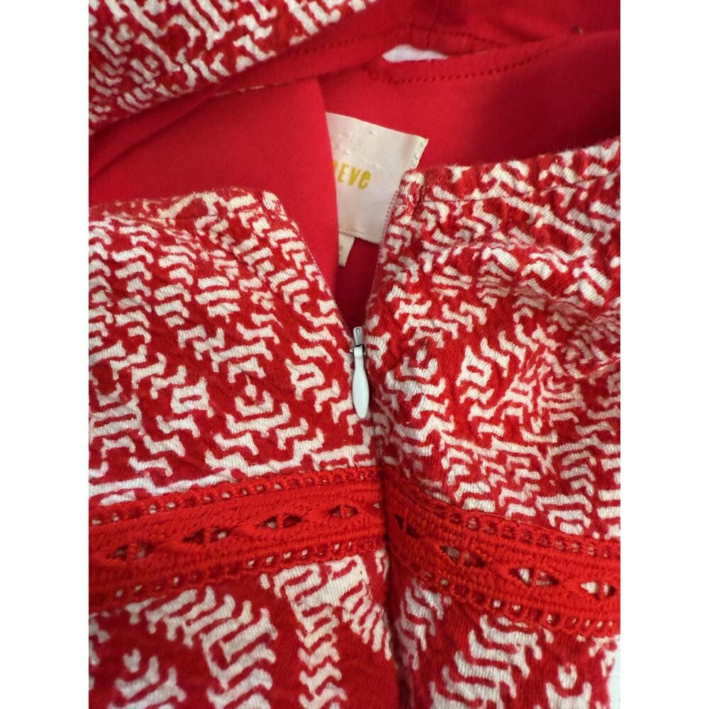 Maeve Dress Women's US 8 Red White Sleeveless Fit Flare Geometric Textured Zip - Picture 5 of 8
